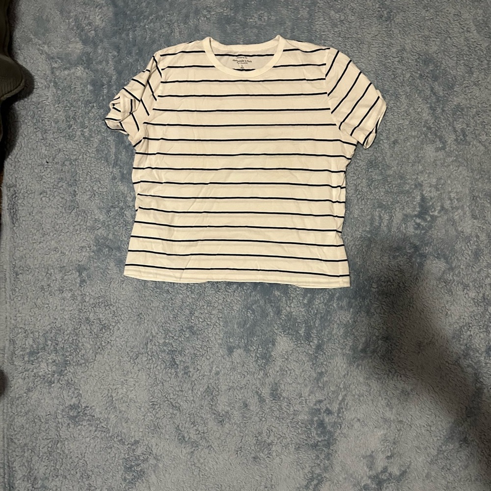Abercrombie & Fitch White and Black Striped Top